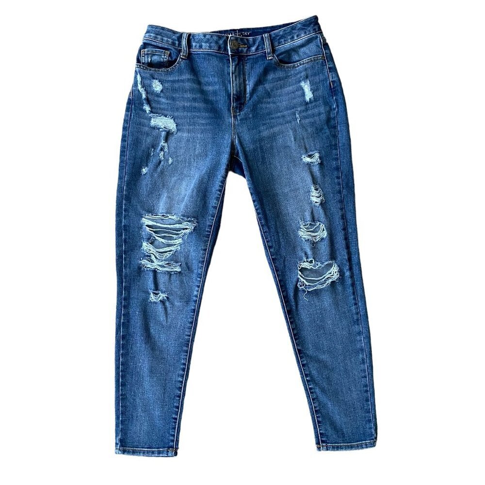 Belle + Sky Mom Jean women's size 4 skinny light wash stylish rips five pocket